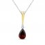 Garnet & Diamond Necklace Sterling Silver/10K Yellow Gold 18"