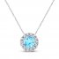 Blue Topaz Necklace 1/10 ct tw Diamonds 10K White Gold