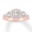 Diamond Engagement Ring 1-1/6 cttw Princess/Round 14K Rose Gold