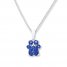 Paw Print Necklace Lab-Created Sapphires Sterling Silver