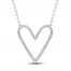 Diamond Heart Necklace 1/8 ct tw Round-cut 10K White Gold 18"