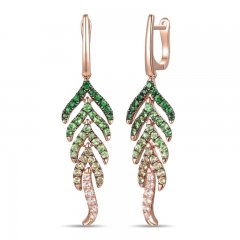 Le Vian Ombré Tsavorite/Peridot/Quartz Earrings 14K Strawberry Gold