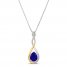 Diamond Necklace Lab-Created Sapphire Sterling Silver/10K Gold