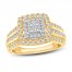 Multi-Diamond Engagement Ring 1 ct tw Princess/Round/Baguette 14K Two-Tone Gold