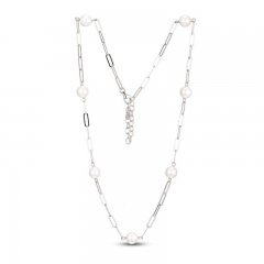 Cultured Pearl Necklace Sterling Silver 17"