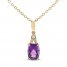 Amethyst & Diamond Necklace 1/20 ct tw Cushion/Round-Cut 10K Yellow Gold 18"