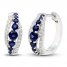 Blue/White Lab-Created Sapphire Hoop Earrings Sterling Silver