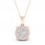 Diamond Halo Necklace 1 ct tw Round-Cut 10K