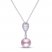 Pink Cultured Pearl & White Topaz Necklace Sterling Silver 19"