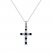 Blue Sapphire & Diamond Cross Necklace 1/6 ct tw Round-Cut 10K White Gold 18"