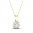 Diamond Halo Necklace 1/10 ct tw Round-Cut 10K Yellow Gold 18"