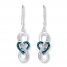 Infinity Blue/White Diamond Earrings 1/10 ct Sterling Silver