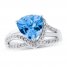Swiss Blue Topaz Ring 1/4 ct tw Diamonds Sterling Silver