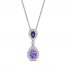 Lavender Lab-Created Opal/White Lab-Created Sapphire/Amethyst Necklace Sterling Silver 18"