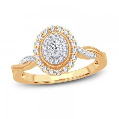 Diamond Engagement Ring 3/8 ct tw Oval/Round 14K Yellow Gold