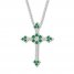 Lab-Created Emerald Cross Necklace Sterling Silver