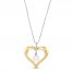Cultured Pearl & Diamond Heart Necklace Sterling Silver/10K Yellow Gold 18"