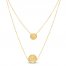 Layered Concave Disc Necklace 14K Yellow Gold 17"
