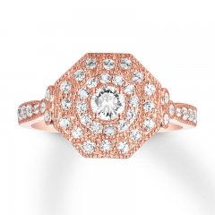 Diamond Engagement Ring 3/4 ct tw Round-cut 14K Rose Gold