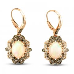 Le Vian Creme Brulee Opal Earrings 7/8 ct tw Diamonds 14K Strawberry Gold