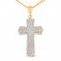 Men's Diamond Cross Necklace 1/3 ct tw Round-cut 10K Yellow Gold 22"