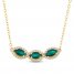Emerald & Diamond Necklace 1/6 ct tw Round-cut 10K Yellow Gold 17"