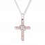 Cross Necklace 1/5 ct tw Diamonds 10K Two-Tone Gold