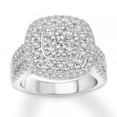 Diamond Engagement Ring 1-1/2 ct tw Round-cut 10K White Gold
