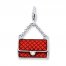 Red Purse Charm Enamel & Crystal Accent Sterling Silver