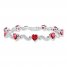 Heart Bracelet Lab-Created Rubies Sterling Silver