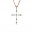 Opal & Diamond Cross Necklace 1/15 ct tw 10K Rose Gold 18"