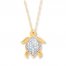 Turtle Necklace 1/10 ct tw Diamonds 14K Yellow Gold