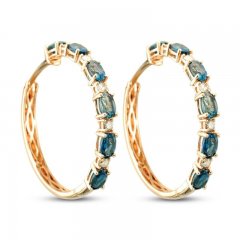 Le Vian Creme Brulee Topaz Hoop Earrings 7/8 ct tw Diamonds 14K Strawberry Gold