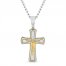 Men's Crucifix Pendant Stainless Steel/Yellow Ion Plating 24"