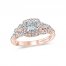 Monique Lhuilllier Bliss Diamond Engagement Ring 1-1/6 ct tw Princess, Marquise & Round-cut 18K Two-Tone Gold