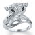 Black/White Diamond Accent Fox Ring Sterling Silver