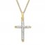 Diamond Cross Necklace 1/4 ct tw Round-cut 10K Yellow Gold